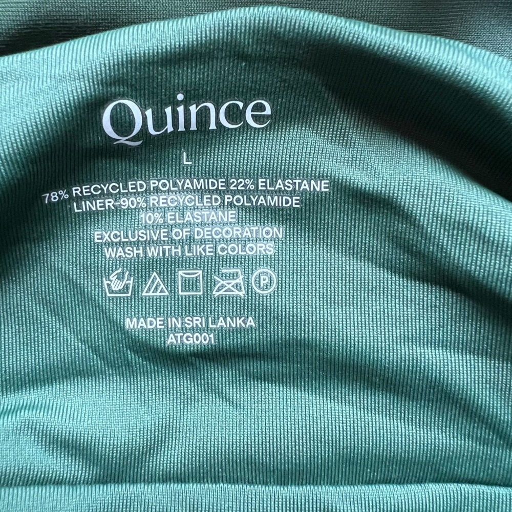 Quince Women's Forest Green Recycled V-Neck One-Piece Swimsuit ATG001 Large NWT - Picture 7 of 9